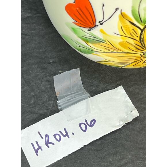 Vintage Sheffield Lidded Jar Sarasota Yellow Orange Floral Daisy Butterfly 70s - Picture 9 of 9